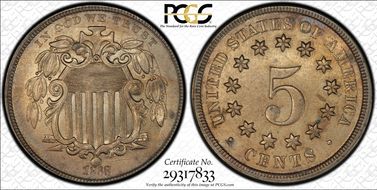 1868 5C Rev of 1868, FS-901 AU58