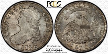 1826 50C O-101a AU58