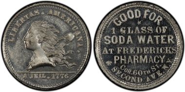 (1876) Token NY-NY 720 White Metal Frederick's Pharmacy MS64