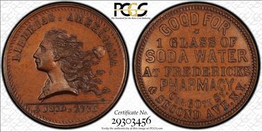 (1876) Token NY-NY 720AA Bronze Frederick's Pharmacy MS65BN