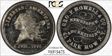 (1876) Token NY-NY 810 White Metal Geo. P. Rowell & Co. MS63