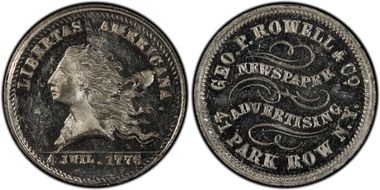 (1876) Token NY-NY 810 White Metal Geo. P. Rowell & Co. MS63
