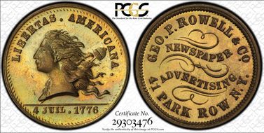(1876) Token NY-NY 810A Brass Geo. P. Rowell & Co. MS65
