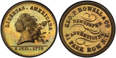 (1876) Token NY-NY 810A Brass Geo. P. Rowell & Co. MS65