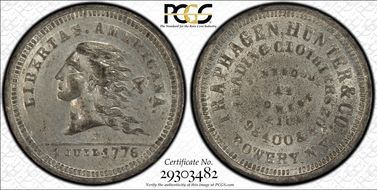 (1876) Token NY-NY 860 White Metal Traphagen, Hunter & Co. AU58