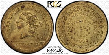 (1876) Token NY-NY 860J Brass Traphagen, Hunter & Co. MS63