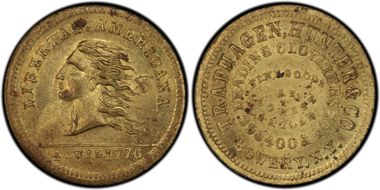(1876) Token NY-NY 860J Brass Traphagen, Hunter & Co. MS63