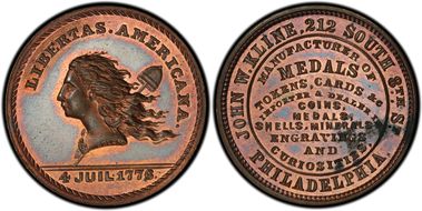 (1876) Token Pa-Ph 205 Copper John W. Kline MS63BN