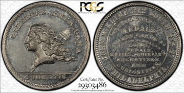 (1876) Token Pa-Ph 205A White Metal John W. Kline MS62