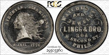 (1876) Token Pa-Ph 234 White Metal Lingg & Bro. MS64