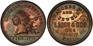 (1876) Token Pa-Ph 234A Copper Lingg & Bro. MS64RB