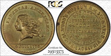 (1876) Token Pa-Ph 502 Brass Wood's Museum MS64