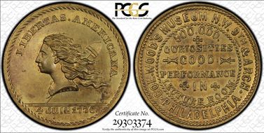 (1876) Token Pa-Ph 502 Brass Wood's Museum MS64