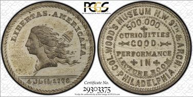 (1876) Token Pa-Ph 504 White Metal Wood's Museum MS64