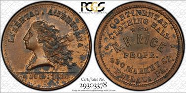 (1876) Token Pa-Ph 720A Copper N.H. Rice N1BN
