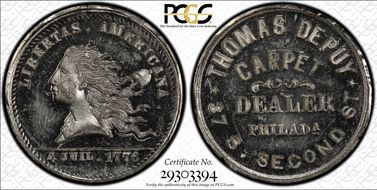 (1876) Token Pa-Ph 890 White Metal Thomas DePuy N1