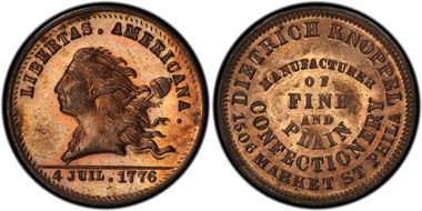 (1876) Token Pa-Ph 990 Copper Dietrich Knoppel MS64RB