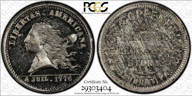 (1876) Token Pa-Sb 5 White Metal Simon & Oppenheimer MS64