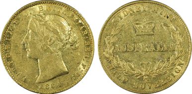 1864-SY 1/2 Sov Arabic 1 AU50