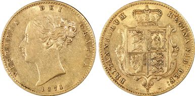 1871-S 1/2 Sov S-3862 AU50