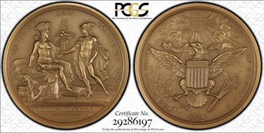 "1776" Medal FH-635 20th Century Restrike U.S. Diplomatic Medal - Brass MS65