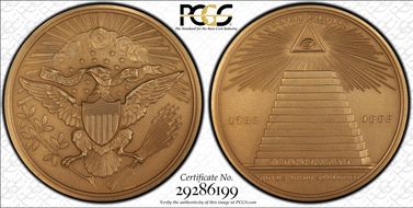 (1960s) Medal FH-636 Yellow Brass Great Seal Centennial-Restrike SP64