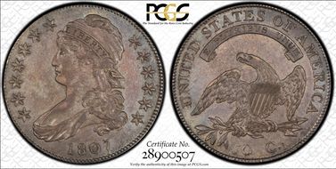 1807 50C Capped Bust, Large Stars AU53
