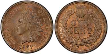 1867 1C MS65BN