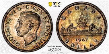 1947 S$1 Pointed 7 Quadrupled HP MS62