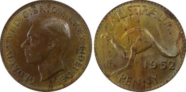 1952 A. (p) 1D Melbourne reverse Pointed serif 2 MS62BN