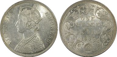 1885-B Rupee SW-6.85 Raised AU58