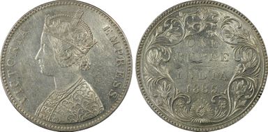 1885-B Rupee SW-6.85 Raised AU55