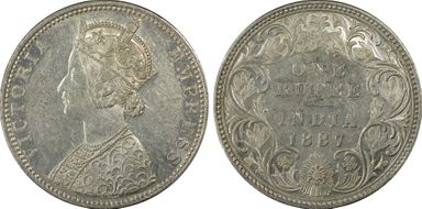 1887-B Rupee SW-6.103 Backwards Incuse B AU55