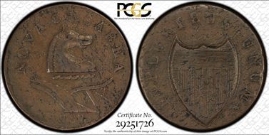 1787 NJ 1/2P Outlined Shield AU50BN