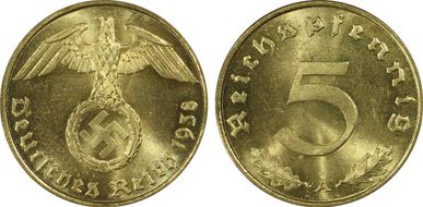 1938-A 5 Pfg J-363 MS65