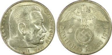 1936-A 5 Mk Swastika J-367 MS62