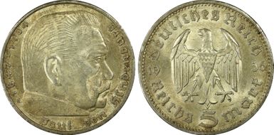 1936-A 5 Mk No Swastika J-360 MS62