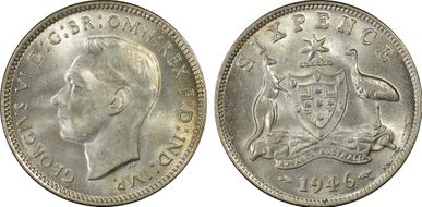 1946(m) 6D KM-38a  Ag MS64