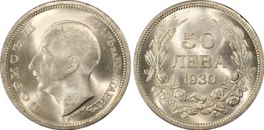 1930-BP 50 Leva KM-42  Ag MS63