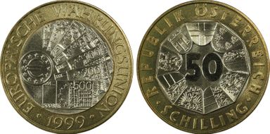 1999 50 Sch Euro Currency MS69