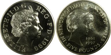 1999 £5 S-L6 Diana Cu/Ni MS69
