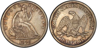 1846-O 50C Tall Date XF45