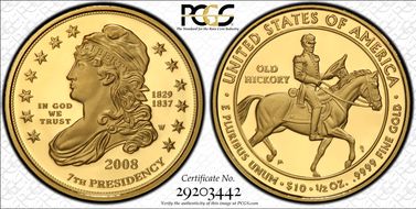 2008-W $10 Jackson's Liberty PR70DCAM