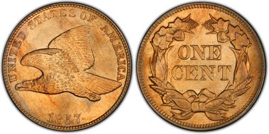 1857 1C Flying Eagle MS64