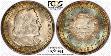 1892 50C Columbian MS65