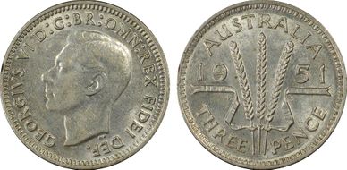 1951(m) 3D KM-44  Ag AU58