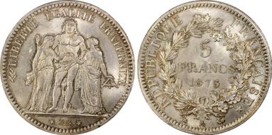 1873-A 5 Fr Gad-745a F-334 MS65