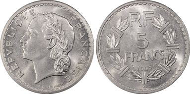 1945-C 5 Fr Gad-766 F-339 Al MS65