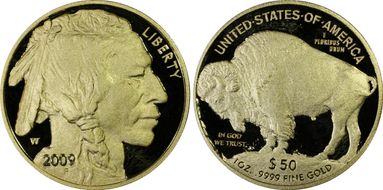 2009-W $50 American Buffalo .9999 Fine Gold PR70DCAM