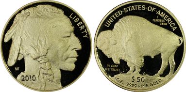 2010-W $50 American Buffalo  .9999 Fine Gold PR70DCAM